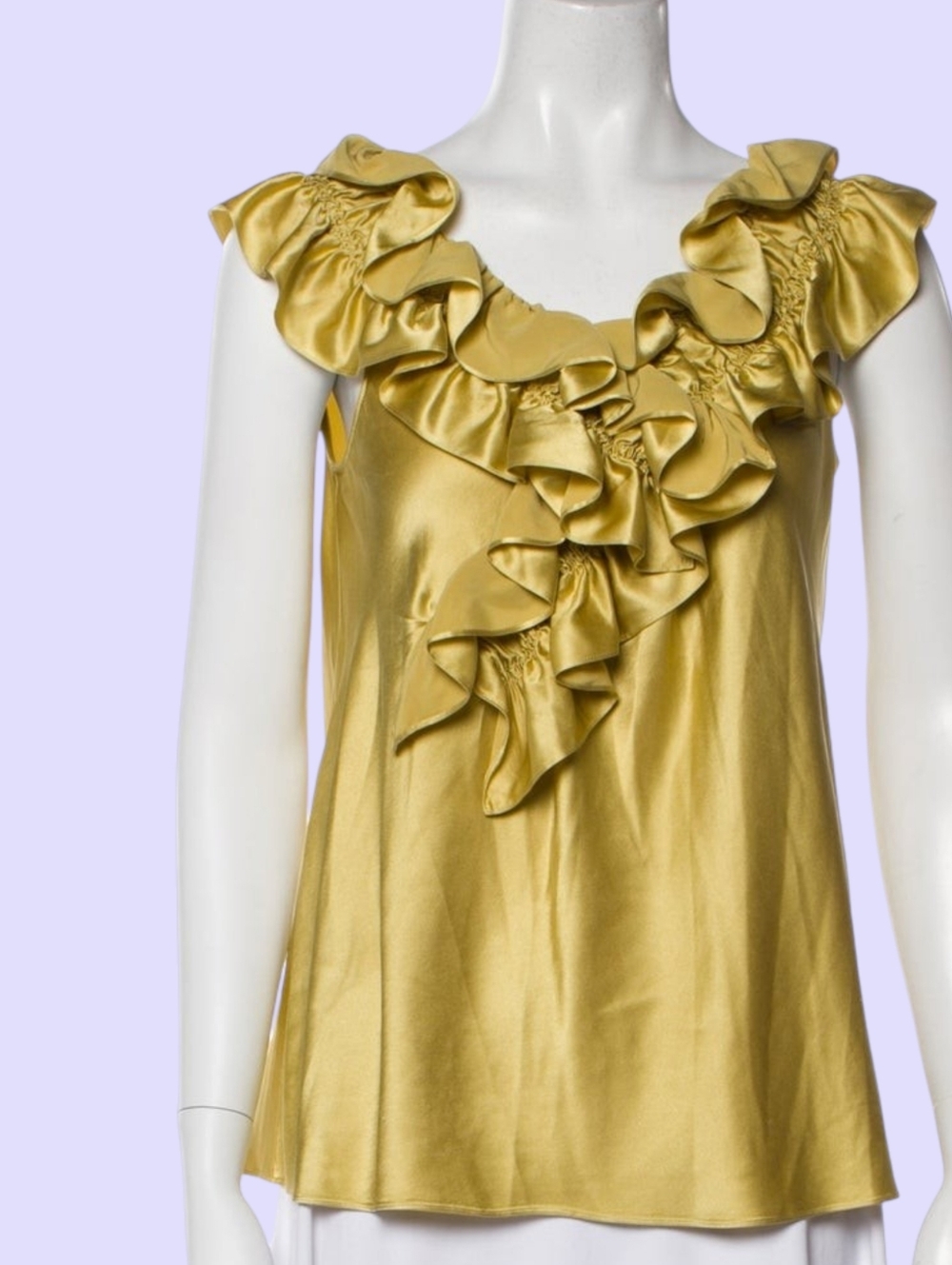 Archival Moschino Cheap and Chic Gold Satin Draped Blouse - Vintage Italy Size 4